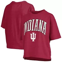 NCAA Indiana Hoosiers Nelson Arch Over Logo Waist Length Oversized Slub T-Shirt