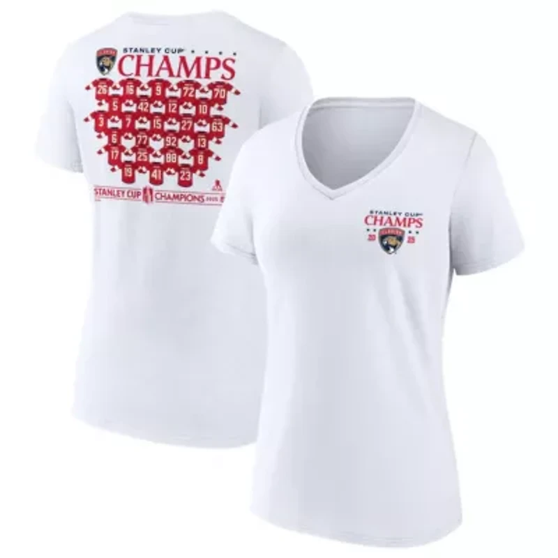 NHL Fanatics Florida Panthers 2025 Stanley Cup s Jersey Roster V-Neck T-Shirt