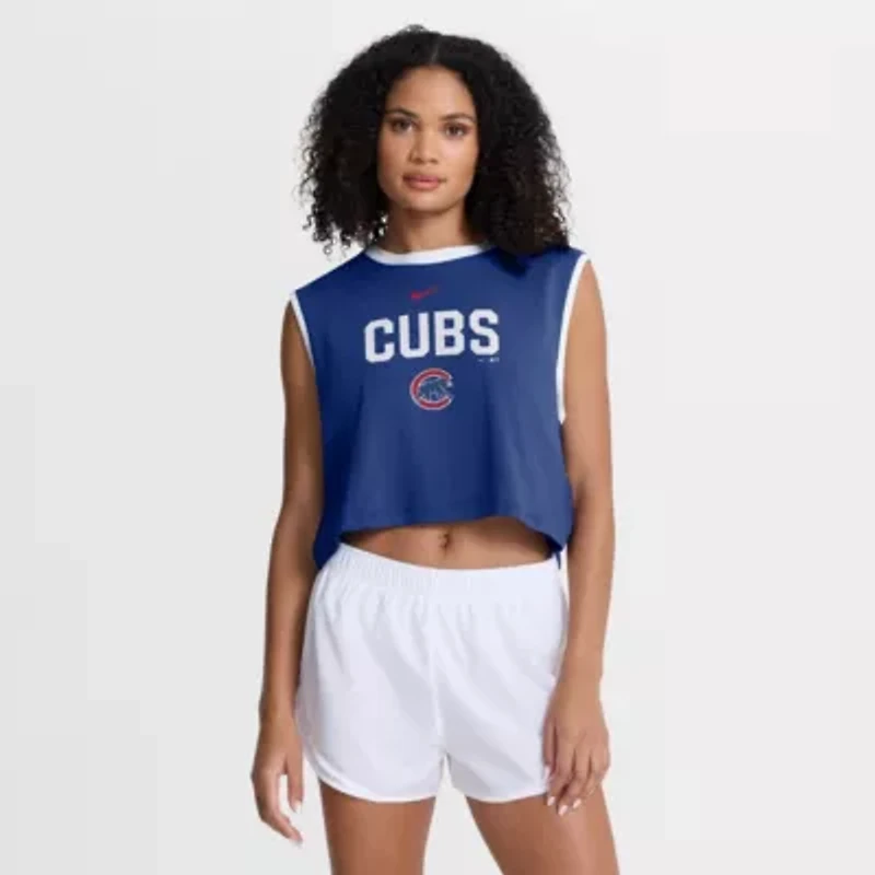 MLB Nike Chicago Cubs Primetime Loose Dri-FIT Cropped Tank Top