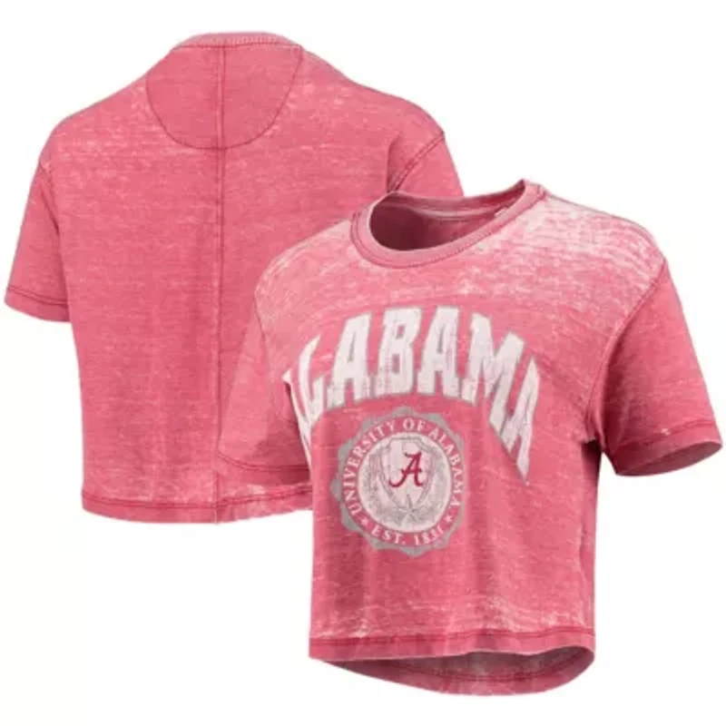 Alabama Crimson Tide NCAA Edith Vintage Burnout Crop T-Shirt