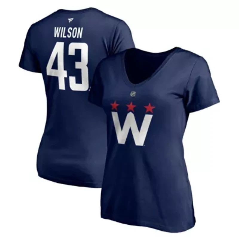 NHL Fanatics Tom Washington Capitals 2020/21 Alternate Authentic Stack Name & Number V-Neck T-Shirt