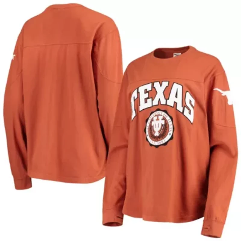 NCAA Burnt Texas Longhorns Edith Long Sleeve Oversized Top