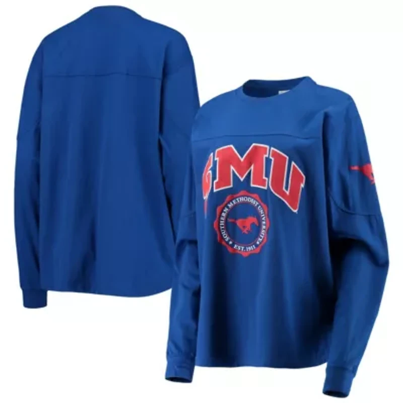 NCAA SMU Mustangs Edith Long Sleeve Oversized Top