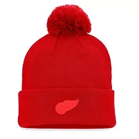 NHL Fanatics Detroit Wings Authentic Pro Road Cuffed Knit Hat with Pom