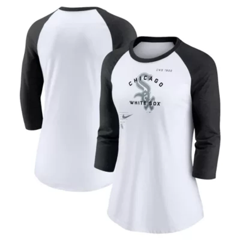 Chicago White Sox MLB Nike Next Up Tri-Blend Raglan 3/4-Sleeve T-Shirt