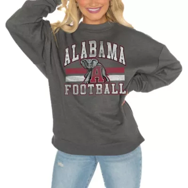 Alabama Crimson Tide NCAA Good Vibes Premium Fleece Drop Shoulder Pullover Sweatshirt