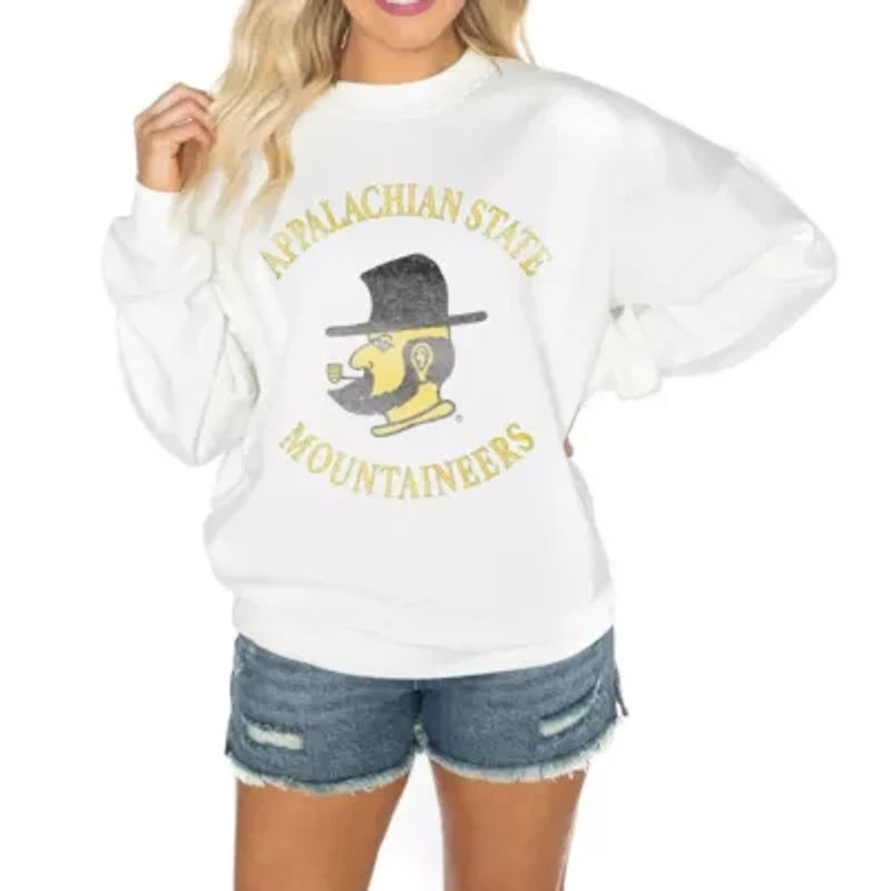 NCAA Appalachian State Mountaineers Good Vibes Premium Fleece Drop Shoulder Pullover Sweatshirt