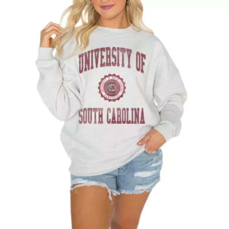 NCAA South Carolina Gamecocks Good Vibes Premium Fleece Drop Shoulder Pullover Sweatshirt