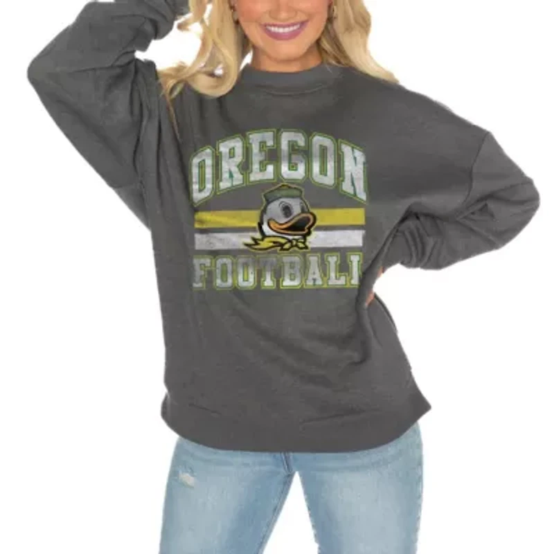 NCAA Oregon Ducks Drop Shoulder Fleece Pullover Sweatshirt