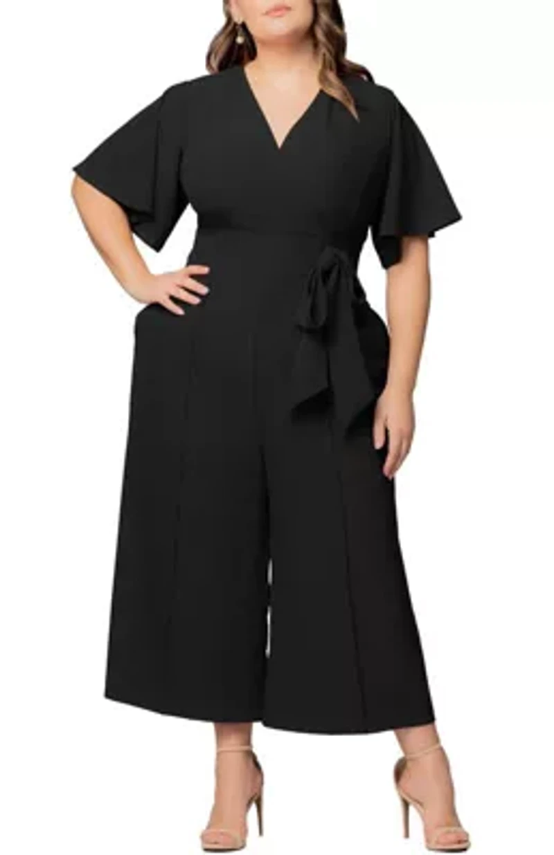 Women's Plus Evelyn Cropped Wide Leg Jumpsuit