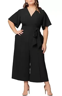 Women's Plus Evelyn Cropped Wide Leg Jumpsuit