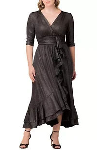 Women's Plus Glimmer Ruffle Evening Gown