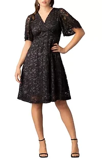 Women's Starry Sequin Lace Cocktail Dress with Pockets