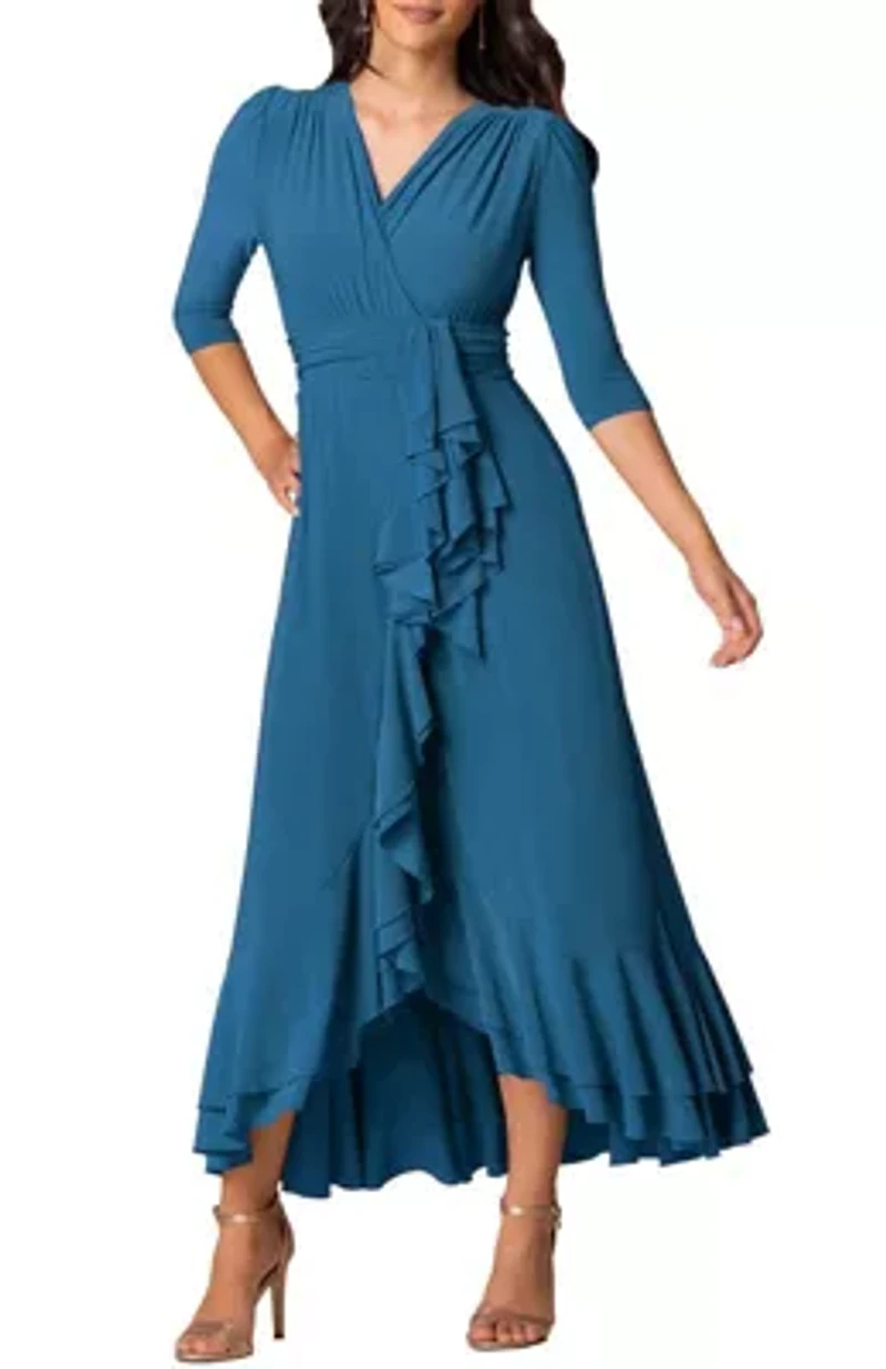 Women's Veronica Ruffle Faux Wrap Evening Gown