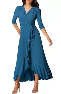 Women's Veronica Ruffle Faux Wrap Evening Gown