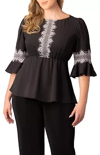 Women's Plus Chateau Lace Trim Top