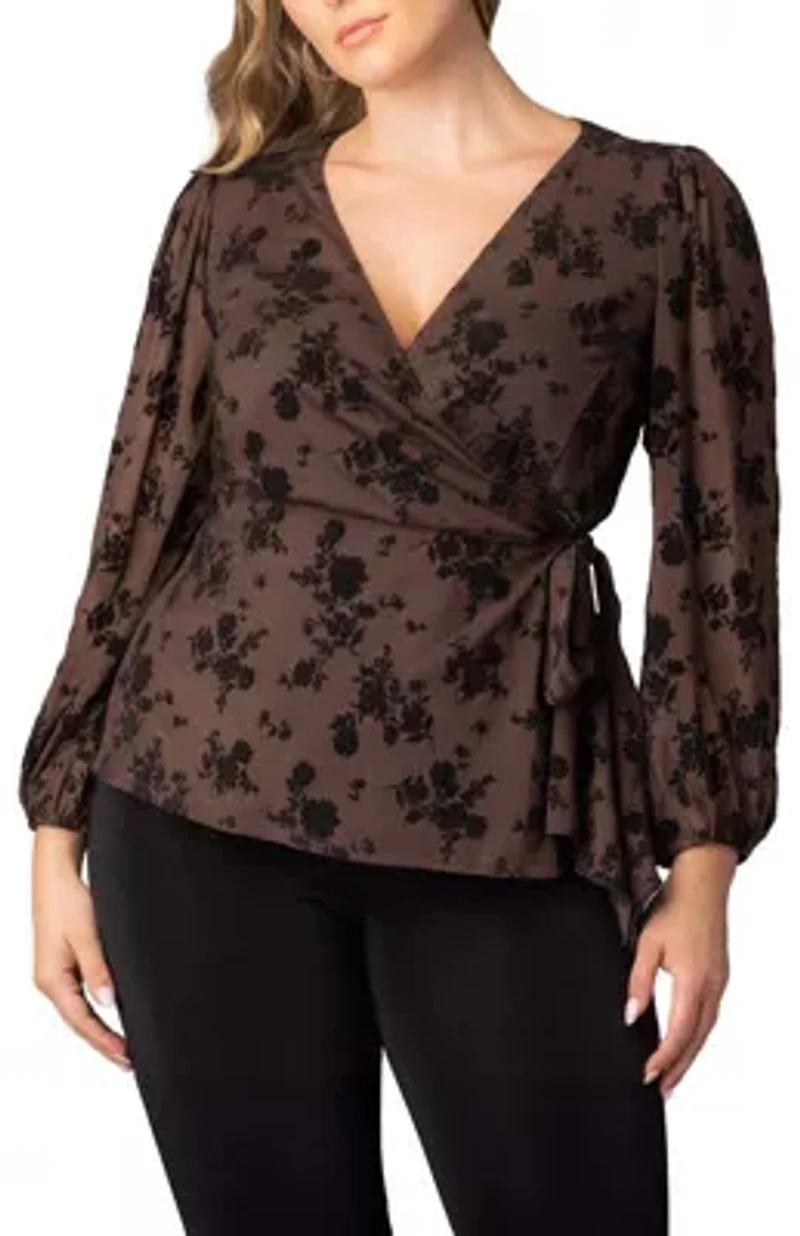 Women's Plus Alissa Long Sleeve Wrap Top