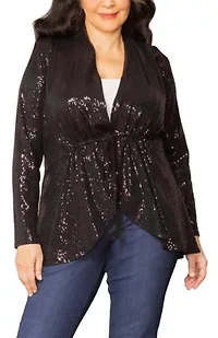 Women's Plus Glitz and Glam Sequin Cardigan