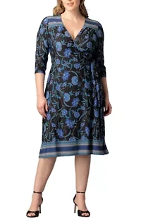 Women's Plus Beguiling Border Print Wrap Dress
