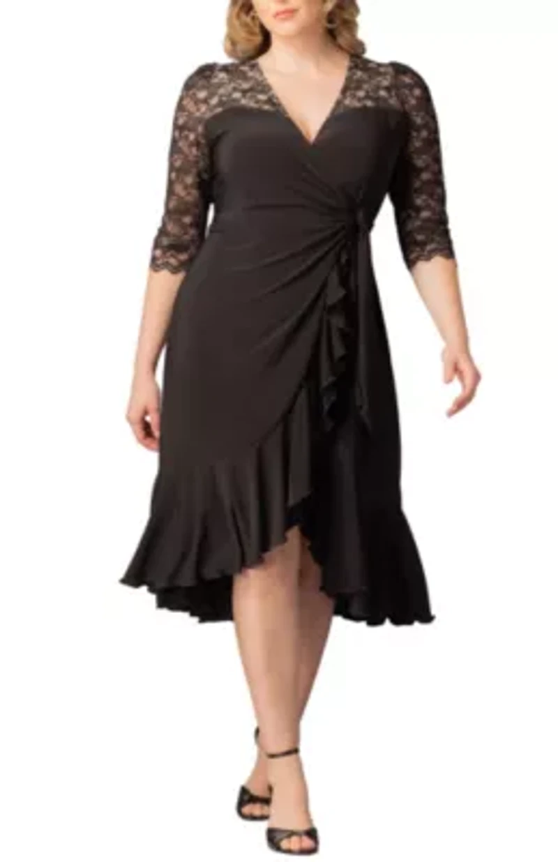 Women's Plus Lavish Lace Wrap Dress