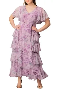 Women's Plus Tour de Flounce Evening Gown