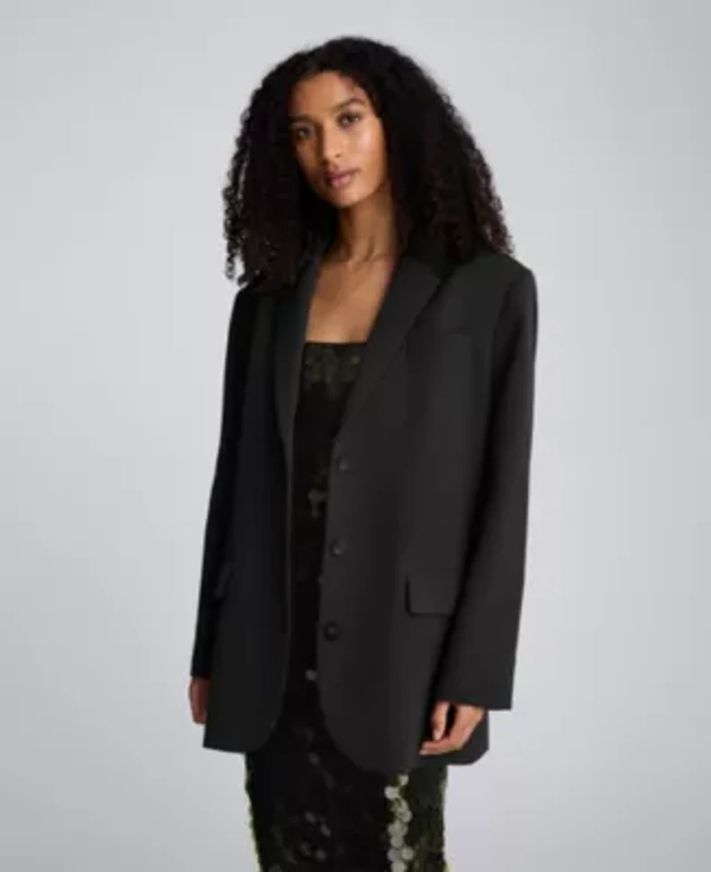 Luxe Twill Three Button Boyfriend Jacket