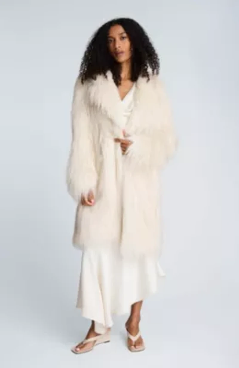 Midi Fur Jacket With Notch Lapel
