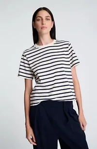 Crew Neck Cotton Stripe Tee