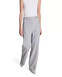 Fly Front High Rise Boyfriend Wide Leg Plaid Pant