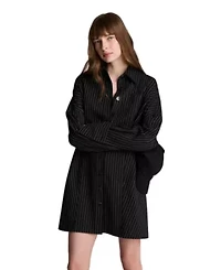 Pinstripe Drop Shoulder Shirt Dress