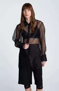 Oversized Button Front Shirt with Long Sleeves