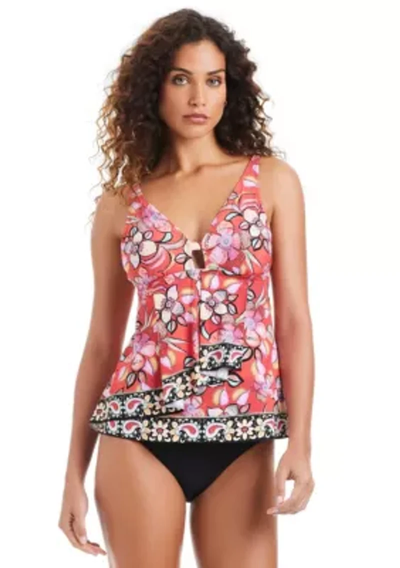 Over-The-Shoulder Tankini With Front Cascade