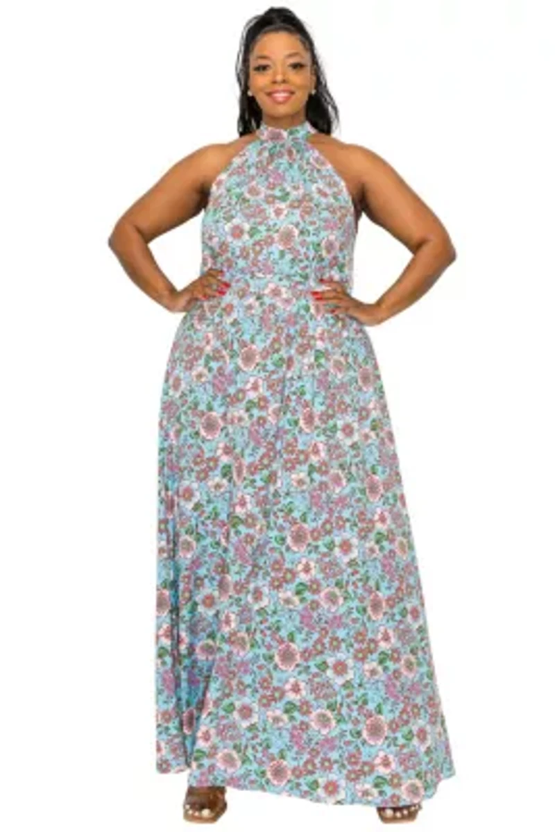 Plus Micaela Halter Neck Dress