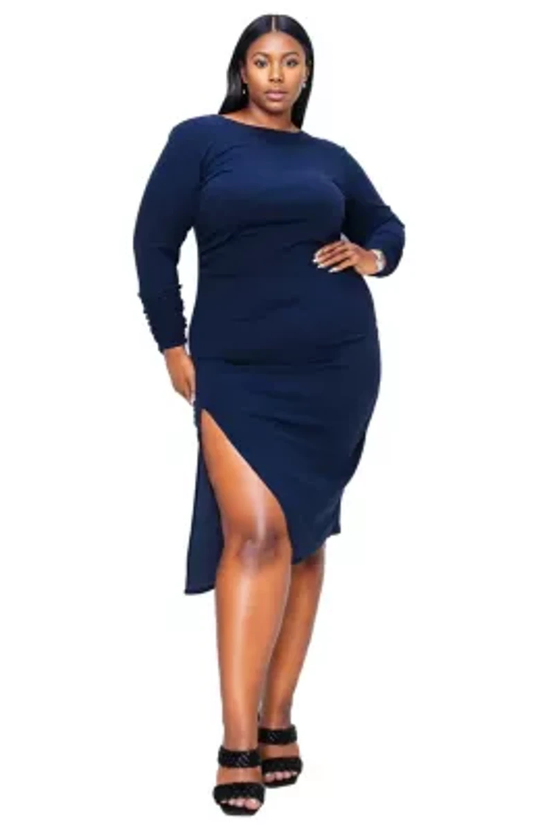 Plus Bianca Open Back Slit Dress