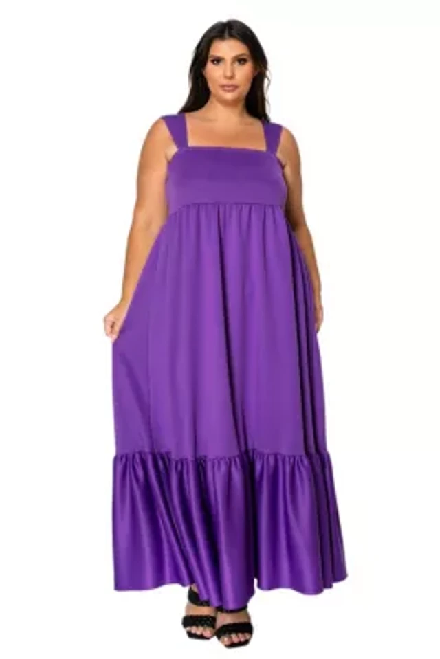 boho maxi formal dress Sky to Moon Blaire Burgundy Satin Maxi Dress | Wine Babydoll Tiered Fit-and-Flare A-Line Corset Top