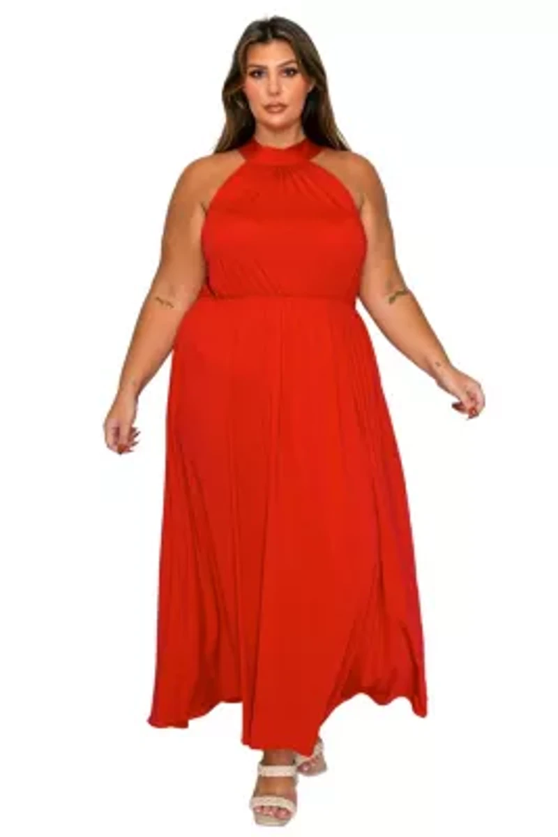Plus Cassia Halter Neck Dress