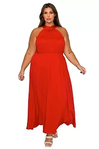 Plus Cassia Halter Neck Dress