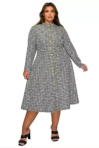 Plus Chelsea Tweed Button Dress