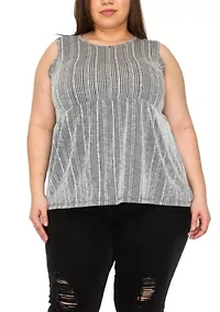 Variegaed Textured Stripe Baby Doll Tank