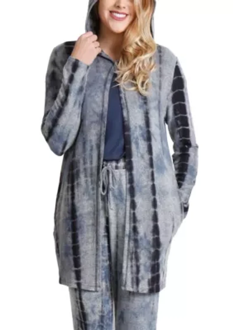 Tie Dye Cozy One Button Hoodie Pocket Cardi