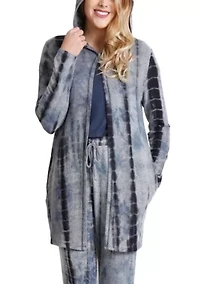 Tie Dye Cozy One Button Hoodie Pocket Cardi