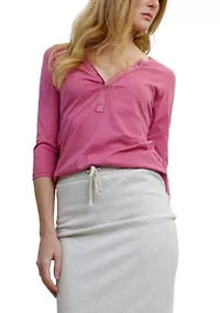 Cotton Jersey Ring Snap Henley