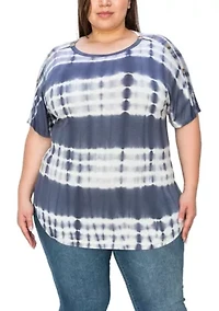 Hand Tie Dye Button Shoulder Short Sleeve