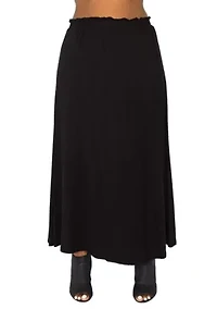 Rayon Span Elastic Waist Maxi Skirt