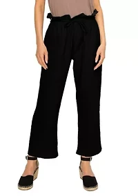 Fluffy Gauze Paperbag Waist Pants