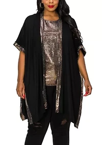 Sequin Contrast Kimono
