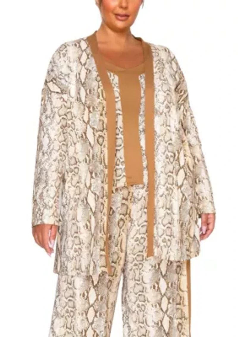 Plus Python Contrast Cardigan