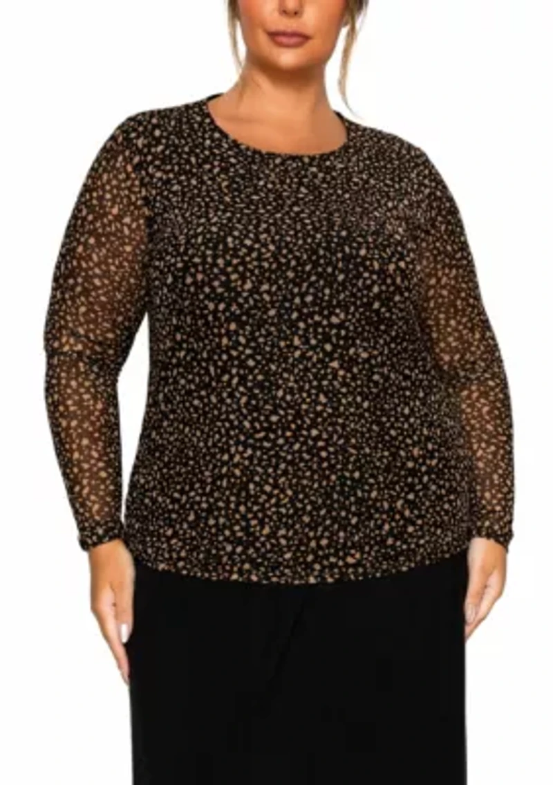 Pebble Mesh Scoopneck Long Sleeve Front & Back Lined