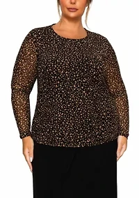 Pebble Mesh Scoopneck Long Sleeve Front & Back Lined