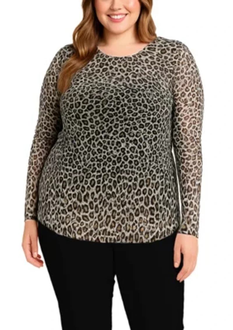 Jaguar Mesh Scoop Neck Long Sleeve Front And Back Lined